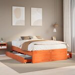 vidaXL Cadre de lit sans matelas avec tiroirs brun cire 150x200 cm pin