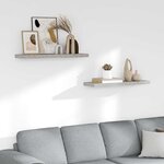 vidaXL Étagères murales flottantes 2 Pièces gris béton 80x23 5x3 8 cm MDF