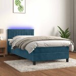 vidaXL Sommier à lattes de lit et matelas et LED Bleu foncé 90x190cm