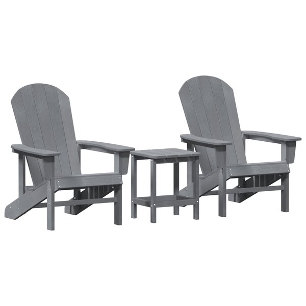 vidaXL Ensemble de salon de jardin 3 pièces gris clair HDPE