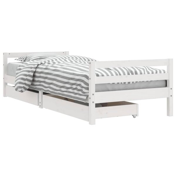 vidaXL Cadre de lit enfant tiroirs blanc 80x200 cm bois de pin massif