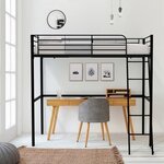 Lit mezzanine enfant ELIOT en métal noir 90 x 190 cm avec sommier inclus