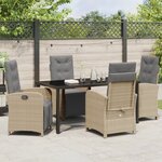vidaXL Ensemble de salle à manger de jardin 5 pièces avec coussins en rotin poly beige