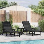 Ensemble de salon de jardin en 3 pièces vidaXL - Noir HDPE