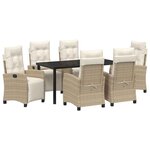 vidaXL Ensemble de salle à manger pour jardin 7 Pièces Beige polyrotin