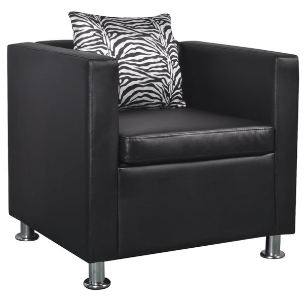 vidaXL Fauteuil cube en similicuir noir