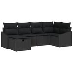 vidaXL Ensemble de 6 Canapés de Jardin avec Coussins Noir Rattan Poly