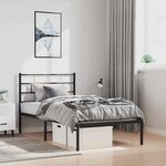 vidaXL Cadre de lit métal sans matelas avec tête de lit noir 100x200cm