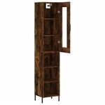 vidaXL Buffet haut Chêne fumé 34 5x34x180 cm Bois d'ingénierie