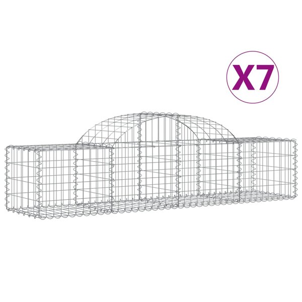 vidaXL Paniers à gabions arqués 7 Pièces 200x50x40/60 cm fer galvanisé