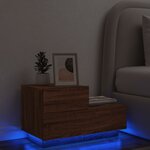 vidaXL Table de chevet avec lumières LED chêne marron 70x36x40 5 cm