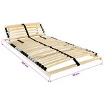vidaXL Sommier à lattes Marron 90 x 190 cm Bois de hêtre massif