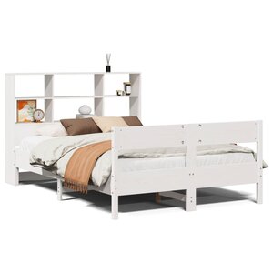 vidaXL Lit bibliothèque sans matelas blanc 160x200 cm bois pin massif