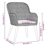 vidaXL Ensemble à manger de jardin avec coussins 9 Pièces marron