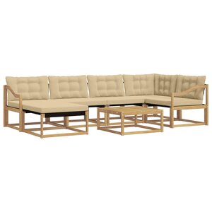 vidaXL Ensemble de canapés d'extérieur 7 pc Blanc et Beige