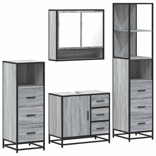 vidaXL Ensemble de meubles de salle de bain 4 Pièces sonoma gris