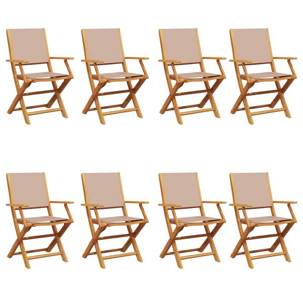 vidaXL Chaises de jardin pliantes lot de 8 taupe tissu et bois massif
