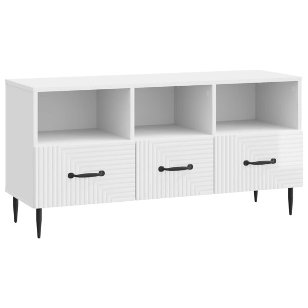 vidaXL Meuble TV Blanc brillant 102 x 34 5 x 50 cm Bois d'ingénierie