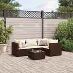 vidaXL Salon de jardin 5 Pièces avec coussins Marron Résine tressée