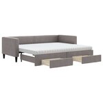 vidaXL Lit de jour avec gigogne et tiroirs taupe 80x200 cm tissu