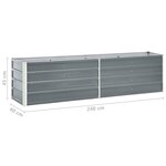 vidaXL Jardinière surélevée acier galvanisé 240x40x45 cm gris