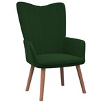 vidaXL Chaise de relaxation avec repose-pied Vert foncé Velours