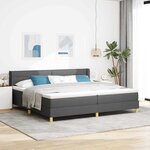 vidaXL Lit à Ressorts avec matelas Gris foncé 200 x 200 cm tissu