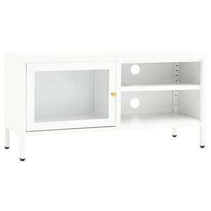 vidaXL Meuble TV Blanc 90x30x44 cm Acier et verre