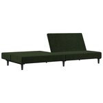 vidaXL Canapé-lit à 2 places vert foncé velours
