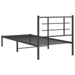 vidaXL Cadre de lit métal avec tête de lit noir 90x200 cm