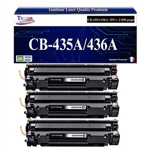 T3AZUR -3x Toners compatibles avec HP CB435A (35A) pour HP LaserJet P1005 P1006