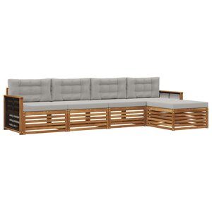 vidaXL Ensemble de canapés d'extérieur 5 pc Naturel et gris clair