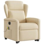 vidaXL Fauteuil inclinable de massage électrique Crème Tissu