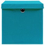 vidaXL Boîtes de rangement et couvercles 4 Pièces Bleu 32x32x32 cm Tissu