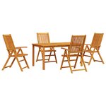 Ensemble de salle à manger de jardin 5 pièces en bois d'acacia solide pliable