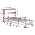vidaXL Lit bibliothèque sans matelas 90x190 cm bois massif