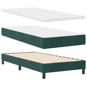 Lit à Ressorts Box avec Matelas Vert Foncé 90x190 cm Velours