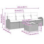 vidaXL Set de Canapé de Jardin de 5 Pièces avec Coussins Beige Poly Rattan
