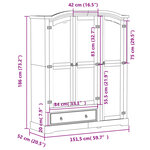 vidaXL Garde-robe Corona 151 5x52x186 cm bois de pin massif