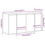 vidaXL Buffet en Chêne Fumé Chêne Fumé Bois 135 x 41 x 75 cm Rangement