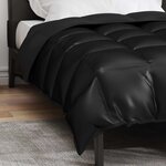 vidaXL Duvet d'hiver Noir 220 x 140 cm Satin et Microfibre