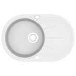 vidaXL Évier de cuisine Granit Seul lavabo Ovale Blanc