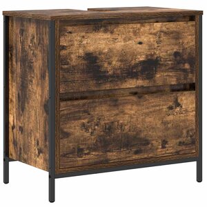 vidaXL Meuble de salle de bain lavabo tiroirs chêne fumé 60x34 5x60 cm