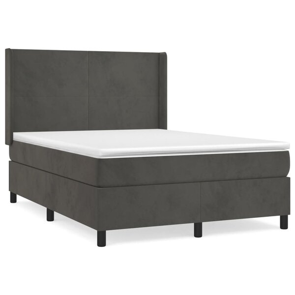 vidaXL Sommier à lattes de lit et matelas Gris foncé 140x190cm Velours