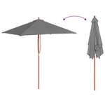 vidaXL Parasol d'extérieur avec mât en bois 150x200 cm anthracite
