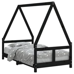 vidaXL Cadre de lit pour enfant noir 80x160 cm bois de pin massif