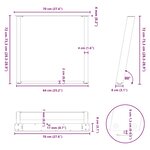 vidaXL Pieds de table à manger en U 2 pièces Noir 70 x (72-73) cm Acier