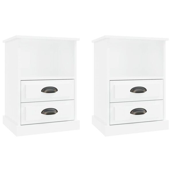vidaXL Tables de chevet 2 Pièces blanc brillant 43x36x60 cm