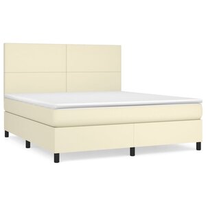 vidaXL Sommier à lattes de lit avec matelas Crème 160x200cm Similicuir