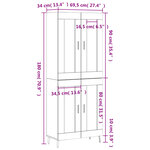 vidaXL Buffet haut Gris béton 69 5x34x180 cm Bois d'ingénierie